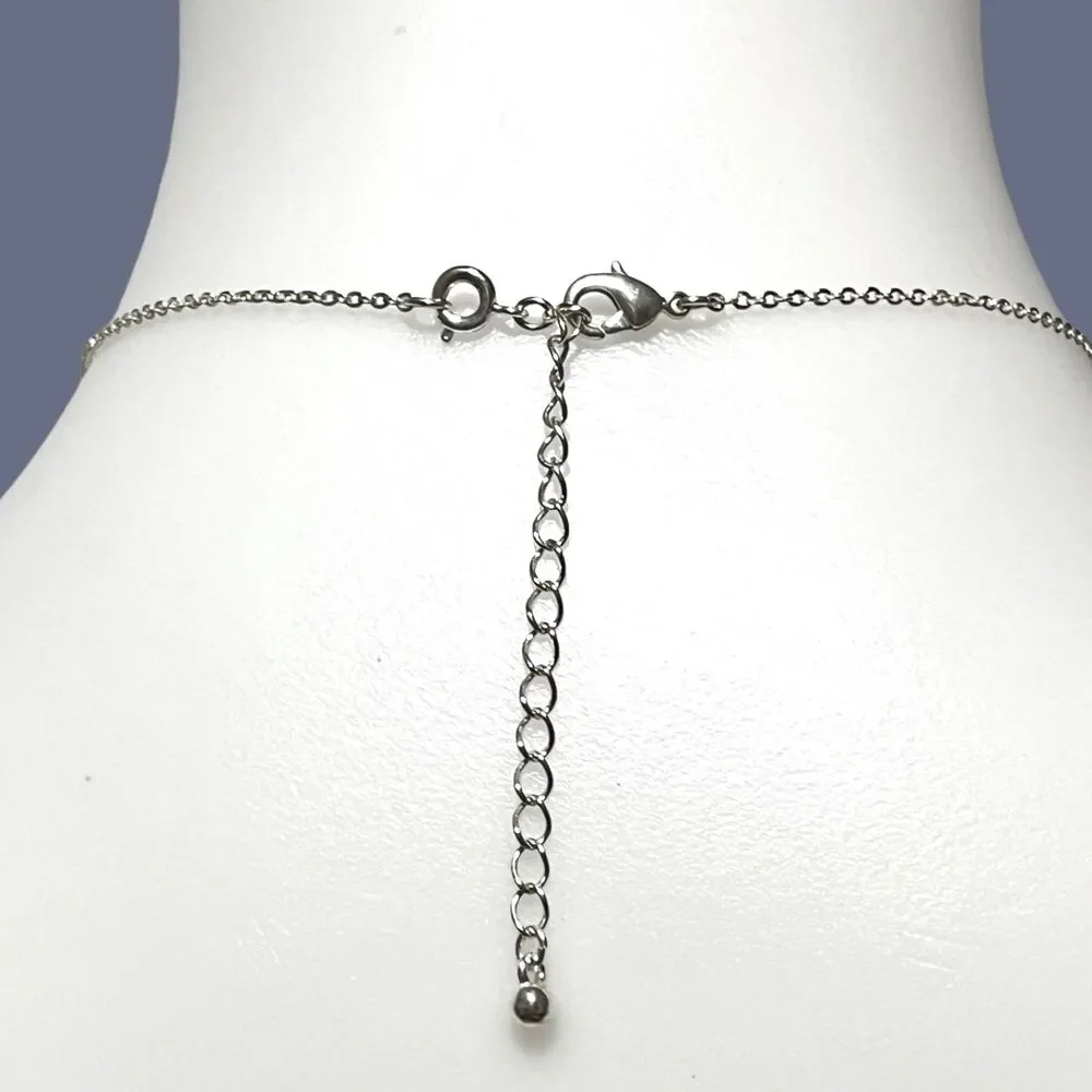 Nina Ricci NR Necklace Pink Pear Rhinestone Silver Tone Y Drop Feminine 20